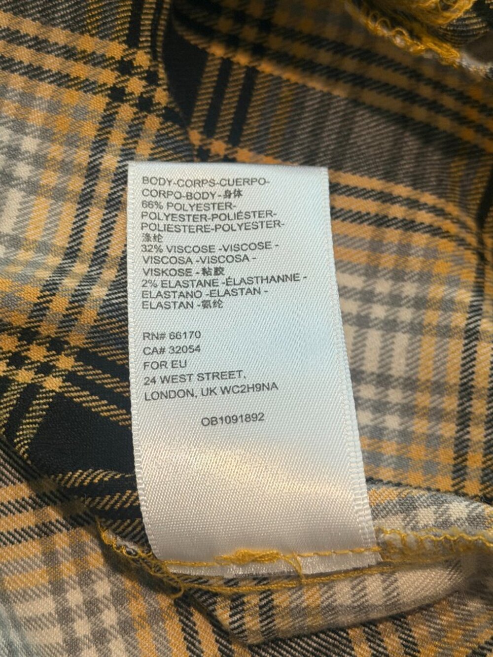 Urban Outfitters Plaid Mini Skirt Yellow Brown Slit L Academia Preppy - Picture 4 of 7